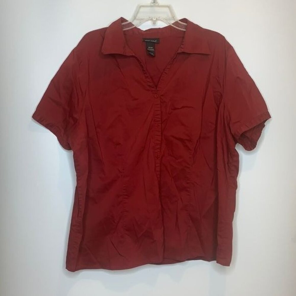 Lane Bryant Womens Red Short Sleeve Button-Up Shirt Top 22/24 PLUS SIZE